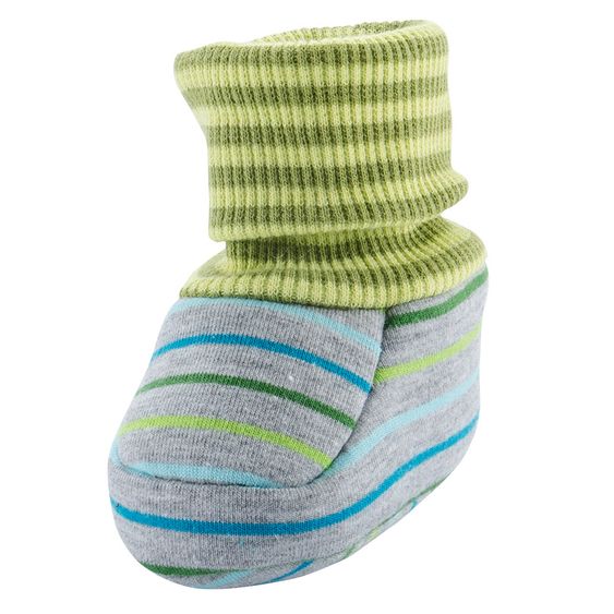 Jacobs Babymoden Schuh mit Bündchen - Ringel Grau Grün Türkis - Gr. 15/16