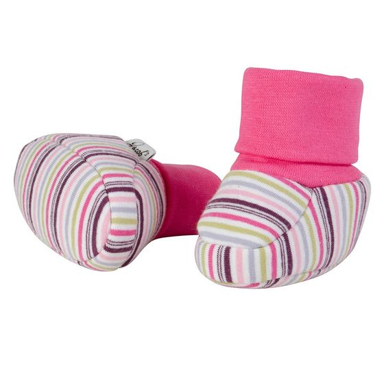 Jacobs Babymoden Schuh mit Bündchen - Ringel Rosa Bunt - Gr. 16 / 17