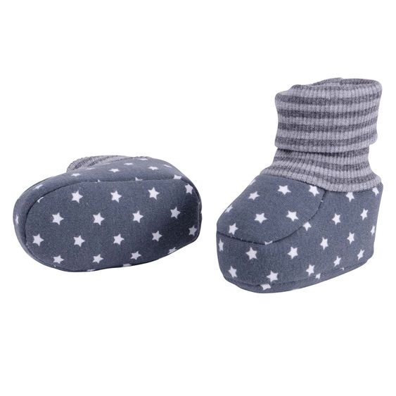 Jacobs Babymoden Schuh mit Bündchen - Sterne Anthrazit Ecru - Gr. 15/16