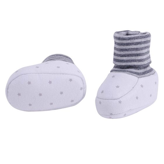 Jacobs Babymoden Schuh mit Bündchen - Sterne Hellgrau Grau - Gr. 15/16