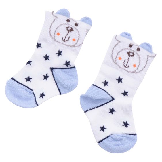 Jacobs Babymoden Socken 2er Pack - Pilot & Bär Marine Ecru - Gr. 17/18