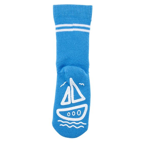 Jacobs Babymoden Stopper-Frottesocken ABS - Segelboot Blau - Gr. 19/20
