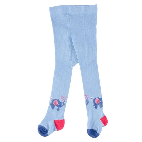 Jacobs Babymoden Strumpfhose 2er Pack Ringel & Elefant - Blau - Gr. 50 / 56