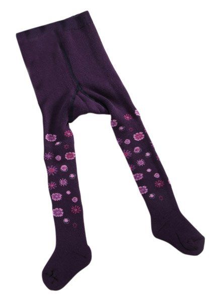 Jacobs Babymoden Thermo-Strumpfhose Blumen - Lila - Gr. 74 / 80