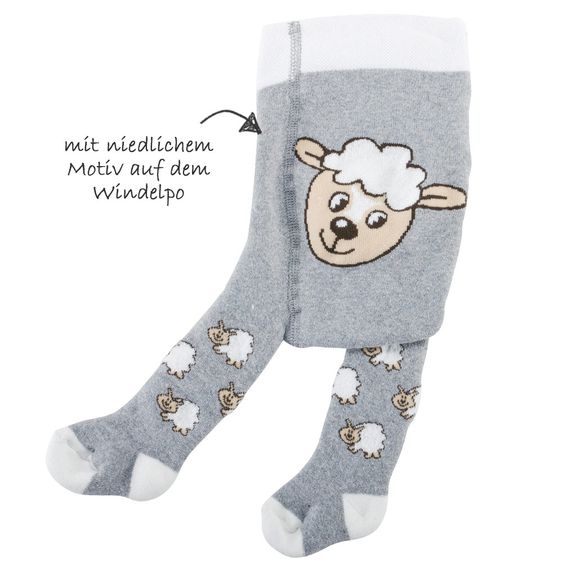 Jacobs Babymoden Thermo-Strumpfhose Schäfchen - Grau - Gr. 50 / 56