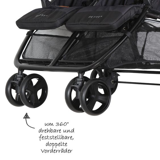 Jette Geschwister- & Zwillingsbuggy Jonathan - Fishbone Graphite