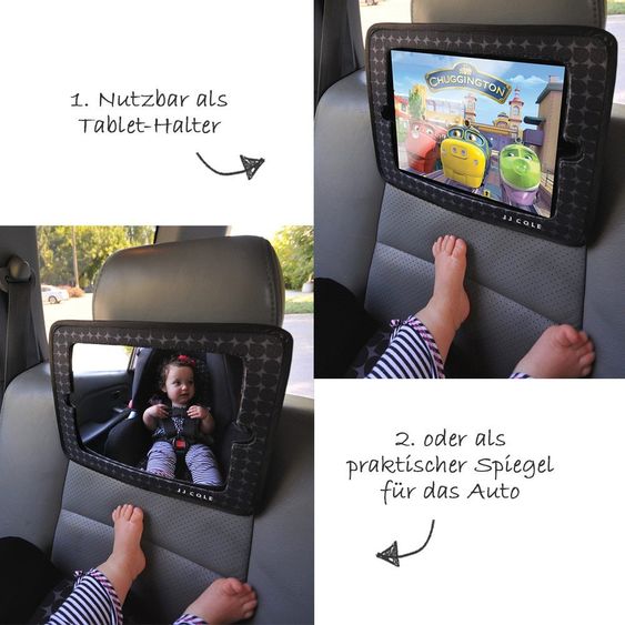 JJ COLE 2 in 1 Auto-Zusatzspiegel für den Rücksitz extra groß - Grey Drop