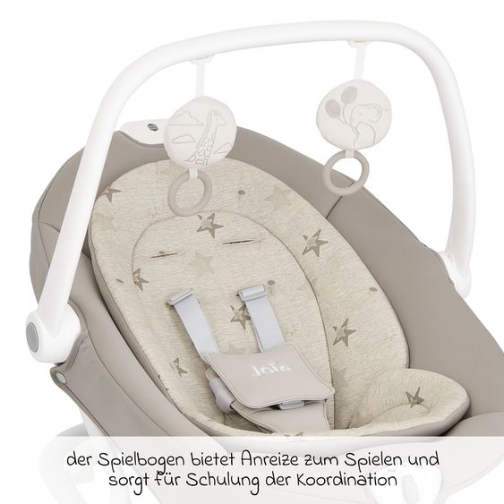 joie 2in1 Babyschaukel Sansa ab Geburt - 9 kg abnehmbarer Sitz als Babywippe nutzbar - Cosmo Tan