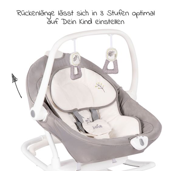 joie Altalena per bambini 2in1 Sansa dalla nascita - 13 kg Seduta rimovibile utilizzabile come sdraietta per bambini - Fern