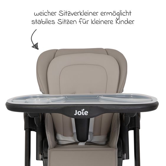 joie 2in1 Hochstuhl Mimzy Recline Wippe und Hochstuhl in einem ab Geburt nutzbar mit Liegeposition - Hazelnut