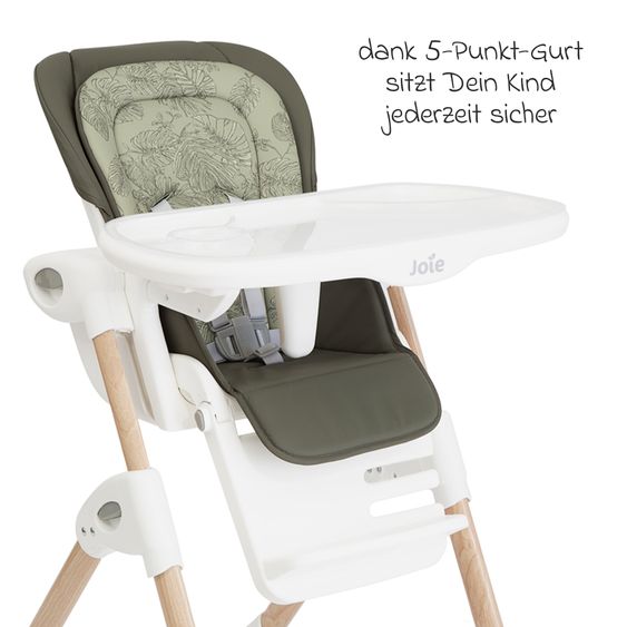 joie 2in1 Hochstuhl Mimzy Recline Wippe und Hochstuhl in einem ab Geburt nutzbar mit Liegeposition - Palms Wood