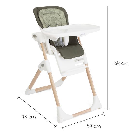 joie 2in1 Hochstuhl Mimzy Recline Wippe und Hochstuhl in einem ab Geburt nutzbar mit Liegeposition - Palms Wood