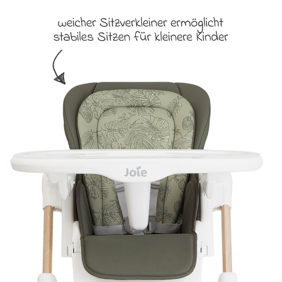 joie 2in1 Hochstuhl Mimzy Recline Wippe und Hochstuhl in einem ab Geburt nutzbar mit Liegeposition - Palms Wood