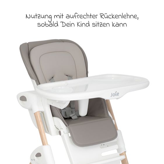 joie 2in1 Hochstuhl Mimzy Recline Wippe und Hochstuhl in einem ab Geburt nutzbar mit Liegeposition - Walnut Wood