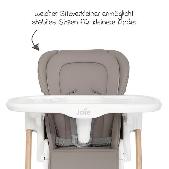 joie 2in1 Hochstuhl Mimzy Recline Wippe und Hochstuhl in einem ab Geburt nutzbar mit Liegeposition - Walnut Wood