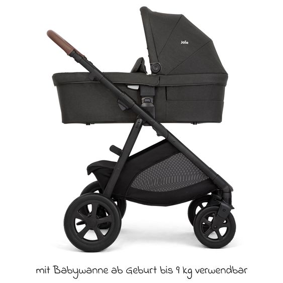 joie 2in1 Kombi-Kinderwagen Alore bis 22 kg belastbar mit Babywanne Ramble XL, Liegeposition, umsetzbarer & höhenverstellbarer Sportsitz, Teleskop-Schieber inkl. Adapter & Regenschutz - Shale