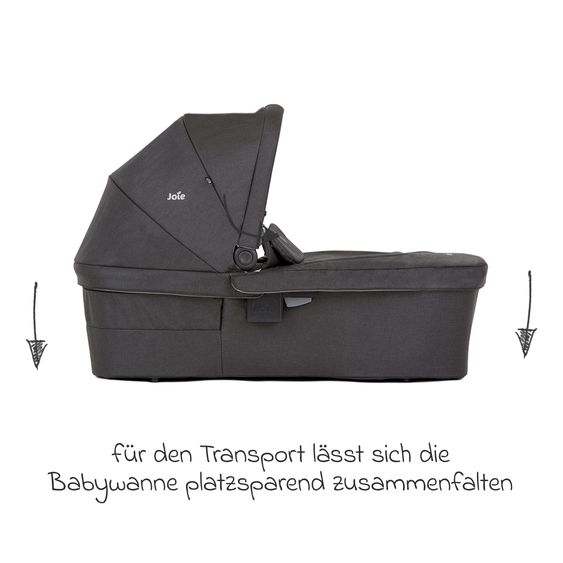 joie 2in1 Kombi-Kinderwagen Alore bis 22 kg belastbar mit Babywanne Ramble XL, Liegeposition, umsetzbarer & höhenverstellbarer Sportsitz, Teleskop-Schieber inkl. Adapter & Regenschutz - Shale