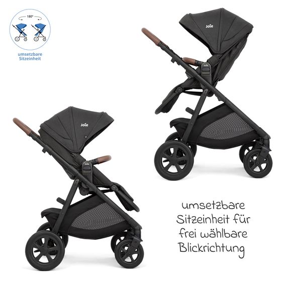 joie 2in1 Kombi-Kinderwagen Alore bis 22 kg belastbar mit Babywanne Ramble XL, Liegeposition, umsetzbarer & höhenverstellbarer Sportsitz, Teleskop-Schieber inkl. Adapter & Regenschutz - Shale