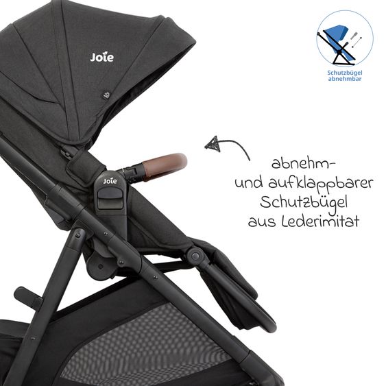 joie 2in1 Kombi-Kinderwagen Alore bis 22 kg belastbar mit Babywanne Ramble XL, Liegeposition, umsetzbarer & höhenverstellbarer Sportsitz, Teleskop-Schieber inkl. Adapter & Regenschutz - Shale