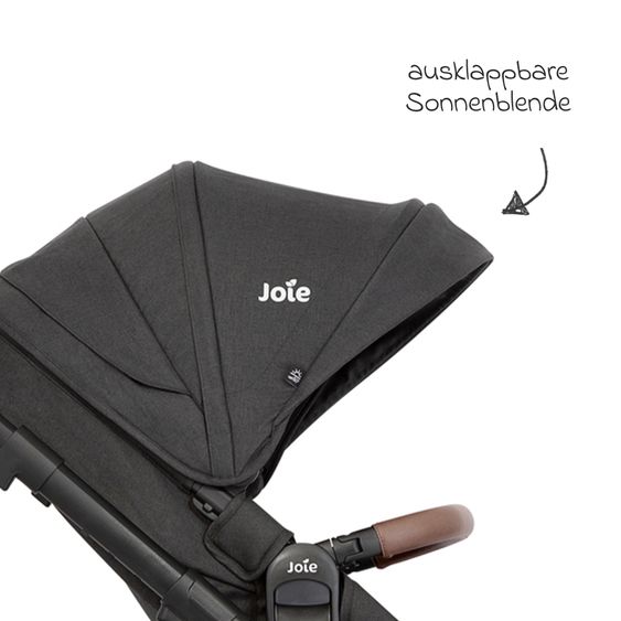 joie 2in1 Kombi-Kinderwagen Alore bis 22 kg belastbar mit Babywanne Ramble XL, Liegeposition, umsetzbarer & höhenverstellbarer Sportsitz, Teleskop-Schieber inkl. Adapter & Regenschutz - Shale