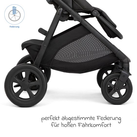 joie 2in1 Kombi-Kinderwagen Alore bis 22 kg belastbar mit Babywanne Ramble XL, Liegeposition, umsetzbarer & höhenverstellbarer Sportsitz, Teleskop-Schieber inkl. Adapter & Regenschutz - Shale