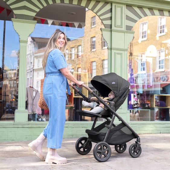 joie 2in1 Kombi-Kinderwagen Alore bis 22 kg belastbar mit Babywanne Ramble XL, Liegeposition, umsetzbarer & höhenverstellbarer Sportsitz, Teleskop-Schieber inkl. Adapter & Regenschutz - Shale