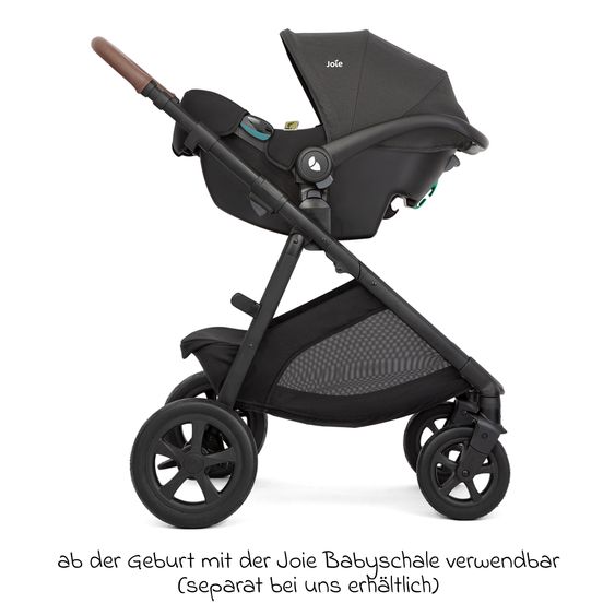 joie 2in1 Kombi-Kinderwagen Alore bis 22 kg belastbar mit Babywanne Ramble XL, Liegeposition, umsetzbarer & höhenverstellbarer Sportsitz, Teleskop-Schieber inkl. Adapter & Regenschutz - Shale