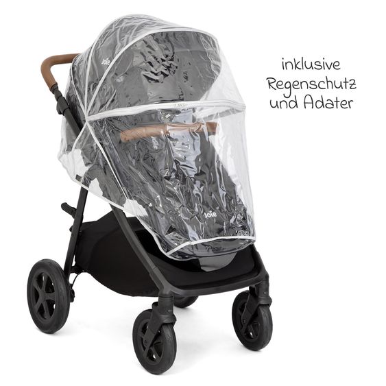 joie 2in1 Kombi-Kinderwagen Alore bis 22 kg belastbar mit Babywanne Ramble XL, Liegeposition, umsetzbarer & höhenverstellbarer Sportsitz, Teleskop-Schieber inkl. Adapter & Regenschutz - Shale