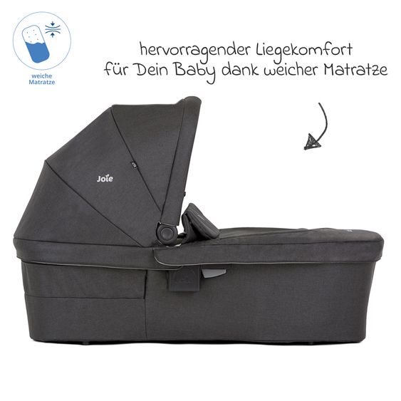 joie 2in1 Kombi-Kinderwagen Alore bis 22 kg belastbar mit Babywanne Ramble XL, Liegeposition, umsetzbarer & höhenverstellbarer Sportsitz, Teleskop-Schieber inkl. Adapter & Regenschutz - Shale