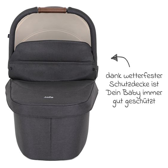 joie 2in1 Kombi-Kinderwagen Alore bis 22 kg belastbar mit Babywanne Ramble XL, Liegeposition, umsetzbarer & höhenverstellbarer Sportsitz, Teleskop-Schieber inkl. Adapter & Regenschutz - Shale