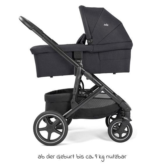 joie 2in1 Kombi-Kinderwagen Elara bis 22 kg belastbar mit Babywanne Ramble XL, Liegeposition, umsetzbarer Sportsitz, Teleskop-Schieber, Organizer-Bag, Adapter & Regenschutz - Raven