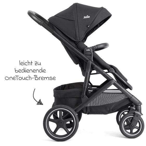 joie 2in1 Kombi-Kinderwagen Elara bis 22 kg belastbar mit Babywanne Ramble XL, Liegeposition, umsetzbarer Sportsitz, Teleskop-Schieber, Organizer-Bag, Adapter & Regenschutz - Raven