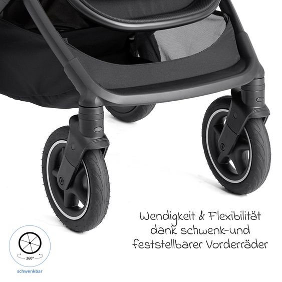 joie 2in1 Kombi-Kinderwagen Elara bis 22 kg belastbar mit Babywanne Ramble XL, Liegeposition, umsetzbarer Sportsitz, Teleskop-Schieber, Organizer-Bag, Adapter & Regenschutz - Raven