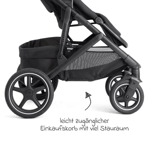 joie 2in1 Kombi-Kinderwagen Elara bis 22 kg belastbar mit Babywanne Ramble XL, Liegeposition, umsetzbarer Sportsitz, Teleskop-Schieber, Organizer-Bag, Adapter & Regenschutz - Raven