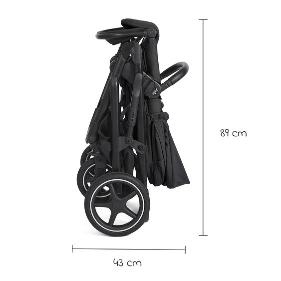 joie 2in1 Kombi-Kinderwagen Elara bis 22 kg belastbar mit Babywanne Ramble XL, Liegeposition, umsetzbarer Sportsitz, Teleskop-Schieber, Organizer-Bag, Adapter & Regenschutz - Raven