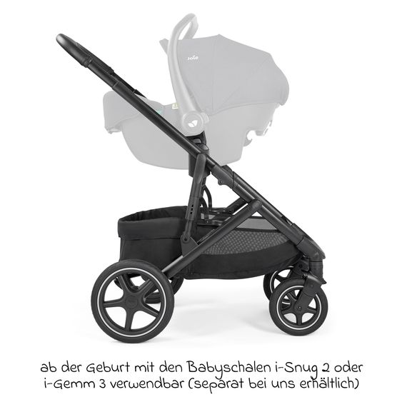 joie 2in1 Kombi-Kinderwagen Elara bis 22 kg belastbar mit Babywanne Ramble XL, Liegeposition, umsetzbarer Sportsitz, Teleskop-Schieber, Organizer-Bag, Adapter & Regenschutz - Raven