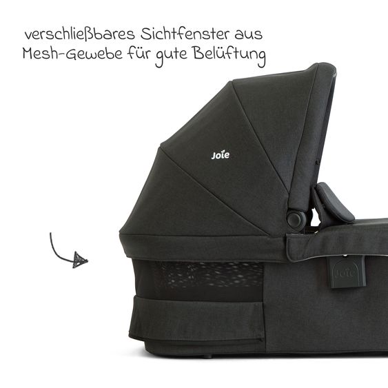 joie 2in1 Kombi-Kinderwagen Elara bis 22 kg belastbar mit Babywanne Ramble XL, Liegeposition, umsetzbarer Sportsitz, Teleskop-Schieber, Organizer-Bag, Adapter & Regenschutz - Raven