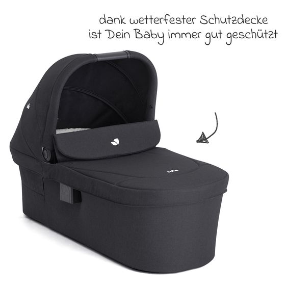 joie 2in1 Kombi-Kinderwagen Elara bis 22 kg belastbar mit Babywanne Ramble XL, Liegeposition, umsetzbarer Sportsitz, Teleskop-Schieber, Organizer-Bag, Adapter & Regenschutz - Raven