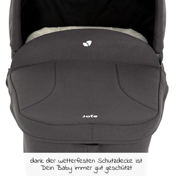 Joie Signature 2in1 Kombi-Kinderwagen-Set Litetrax bis 22 kg belastbar mit Schieber-Ablagefach, Babywanne Ramble, Adapter & Zubehör Paket - Pebble