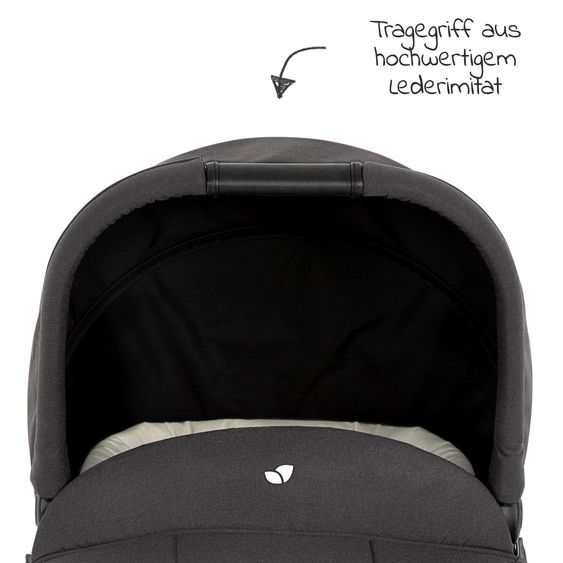 Joie Signature 2in1 Kombi-Kinderwagen-Set Litetrax bis 22 kg belastbar mit Schieber-Ablagefach, Babywanne Ramble, Adapter & Zubehör Paket - Pebble