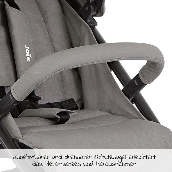 Joie Signature 2in1 Kombi-Kinderwagen-Set Litetrax bis 22 kg belastbar mit Schieber-Ablagefach, Babywanne Ramble, Adapter & Zubehör Paket - Pebble