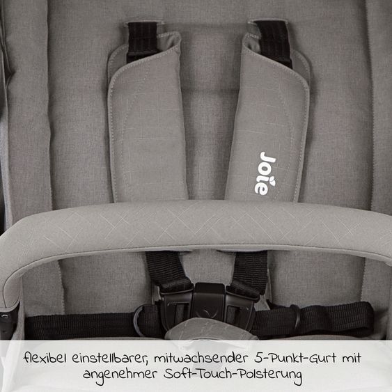 Joie Signature 2in1 Kombi-Kinderwagen-Set Litetrax bis 22 kg belastbar mit Schieber-Ablagefach, Babywanne Ramble, Adapter & Zubehör Paket - Pebble