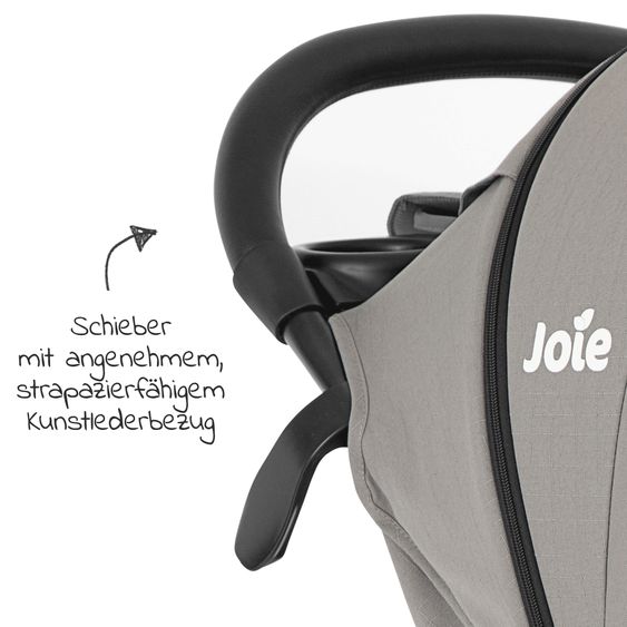 Joie Signature 2in1 Kombi-Kinderwagen-Set Litetrax bis 22 kg belastbar mit Schieber-Ablagefach, Babywanne Ramble, Adapter & Zubehör Paket - Pebble