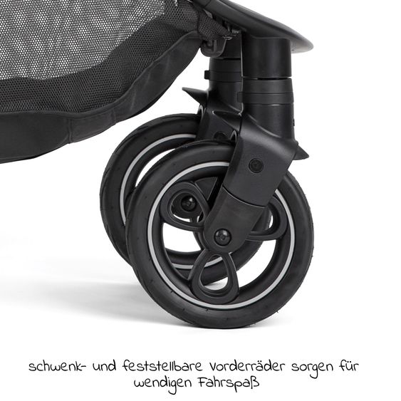 Joie Signature 2in1 Kombi-Kinderwagen-Set Litetrax bis 22 kg belastbar mit Schieber-Ablagefach, Babywanne Ramble, Adapter & Zubehör Paket - Pebble