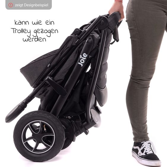 Joie Signature 2in1 Kombi-Kinderwagen-Set Litetrax bis 22 kg belastbar mit Schieber-Ablagefach, Babywanne Ramble, Adapter & Zubehör Paket - Pebble