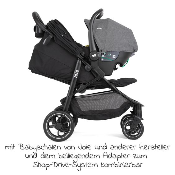 joie Set passeggino 2in1 Litetrax fino a 22 kg di portata con vano portaoggetti, navicella Ramble, adattatore e pacchetto accessori - Shale