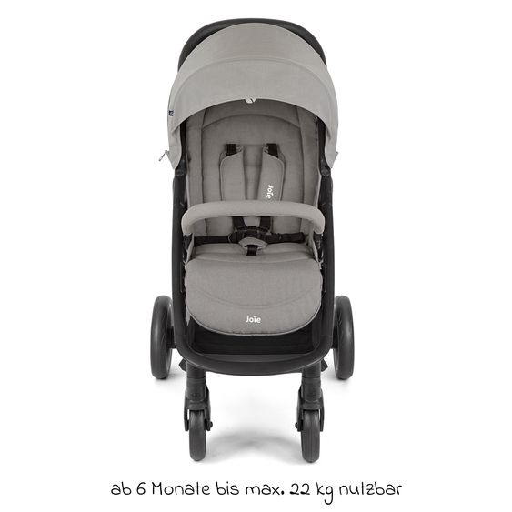 joie 2in1 Kombi-Kinderwagen-Set Litetrax bis 22 kg belastbar mit Schieber-Ablagefach, Babywanne Ramble XL, Adapter & Zubehör Paket - Pebble