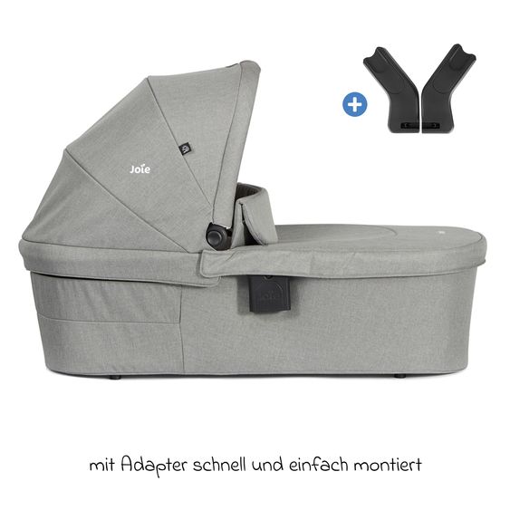 joie 2in1 Kombi-Kinderwagen-Set Litetrax bis 22 kg belastbar mit Schieber-Ablagefach, Babywanne Ramble XL, Adapter & Zubehör Paket - Pebble