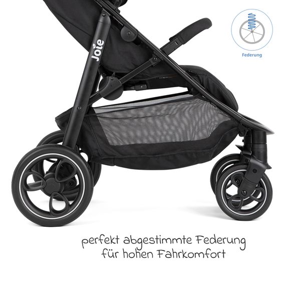 joie 2in1 Kombi-Kinderwagen-Set Litetrax bis 22 kg belastbar mit Schieber-Ablagefach, Babywanne Ramble XL, Adapter & Zubehör Paket - Shale
