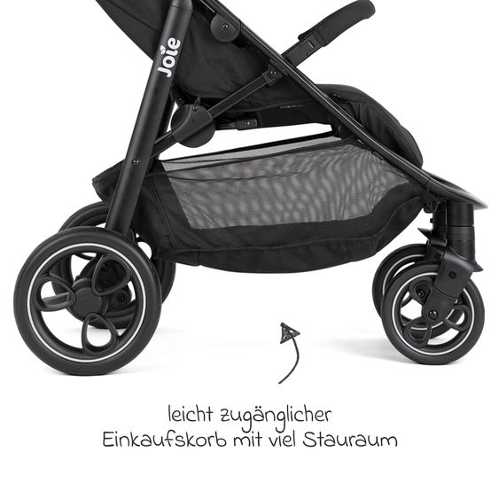 joie 2in1 Kombi-Kinderwagen-Set Litetrax bis 22 kg belastbar mit Schieber-Ablagefach, Babywanne Ramble XL, Adapter & Zubehör Paket - Shale